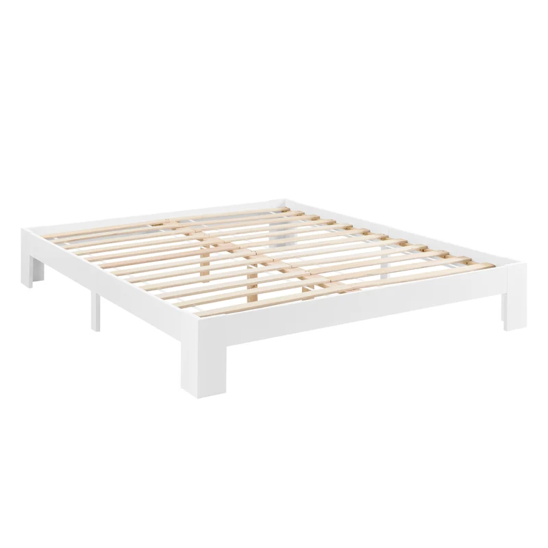 Cadre de lit avec sommier à lattes lit double 140 x 200 cm en pin banc 03_0004921