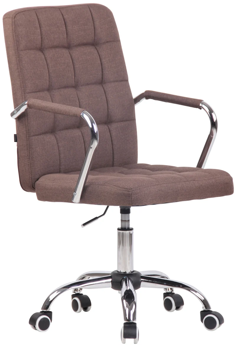 Chaise de bureau sur roulettes moderne et confortable en tissu marron BUR10635