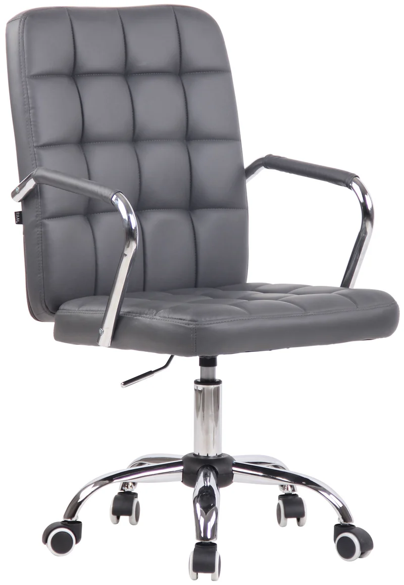 Chaise de bureau sur roulettes moderne et confortable en synthétique gris BUR10630