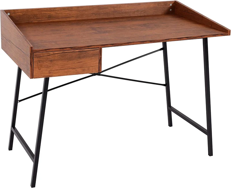 Bureau table d'ordinateur de bureau avec tiroir de rangement 98x114x60cm MDF marron BUR04108