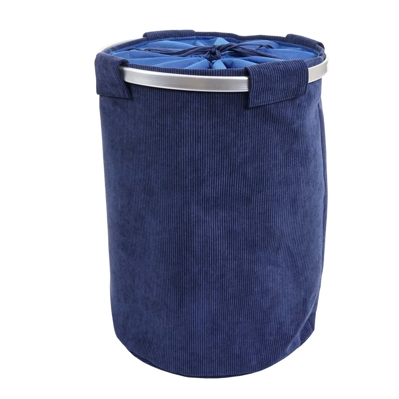 Panier à linge corbeille buanderie conteneur avec cordon 55x39cm 65L en tissu bleu 04_0002514