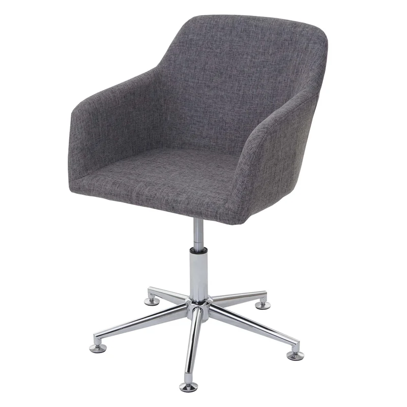 Chaise de salle à manger bureau pivotante hauteur réglable en tissu gris 04_0002198