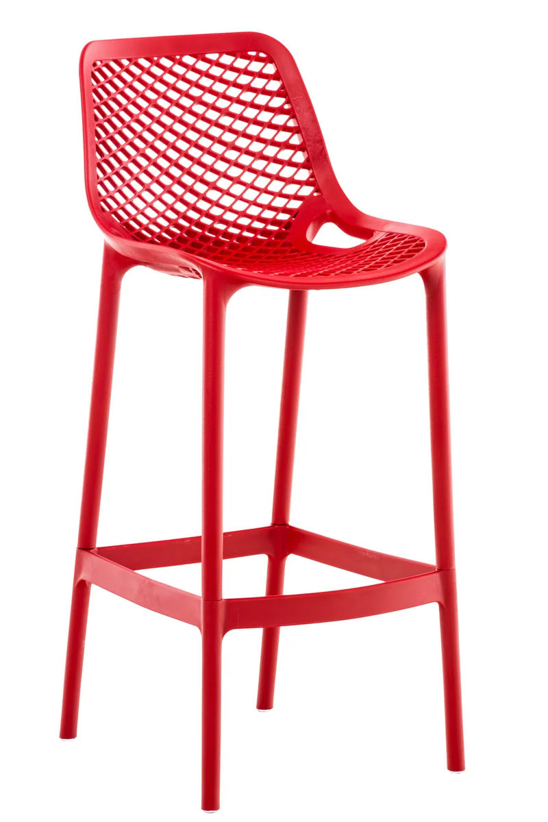 Tabouret de bar avec repose-pieds design moderne plastique rouge intérieur ou extérieur 10_0000668