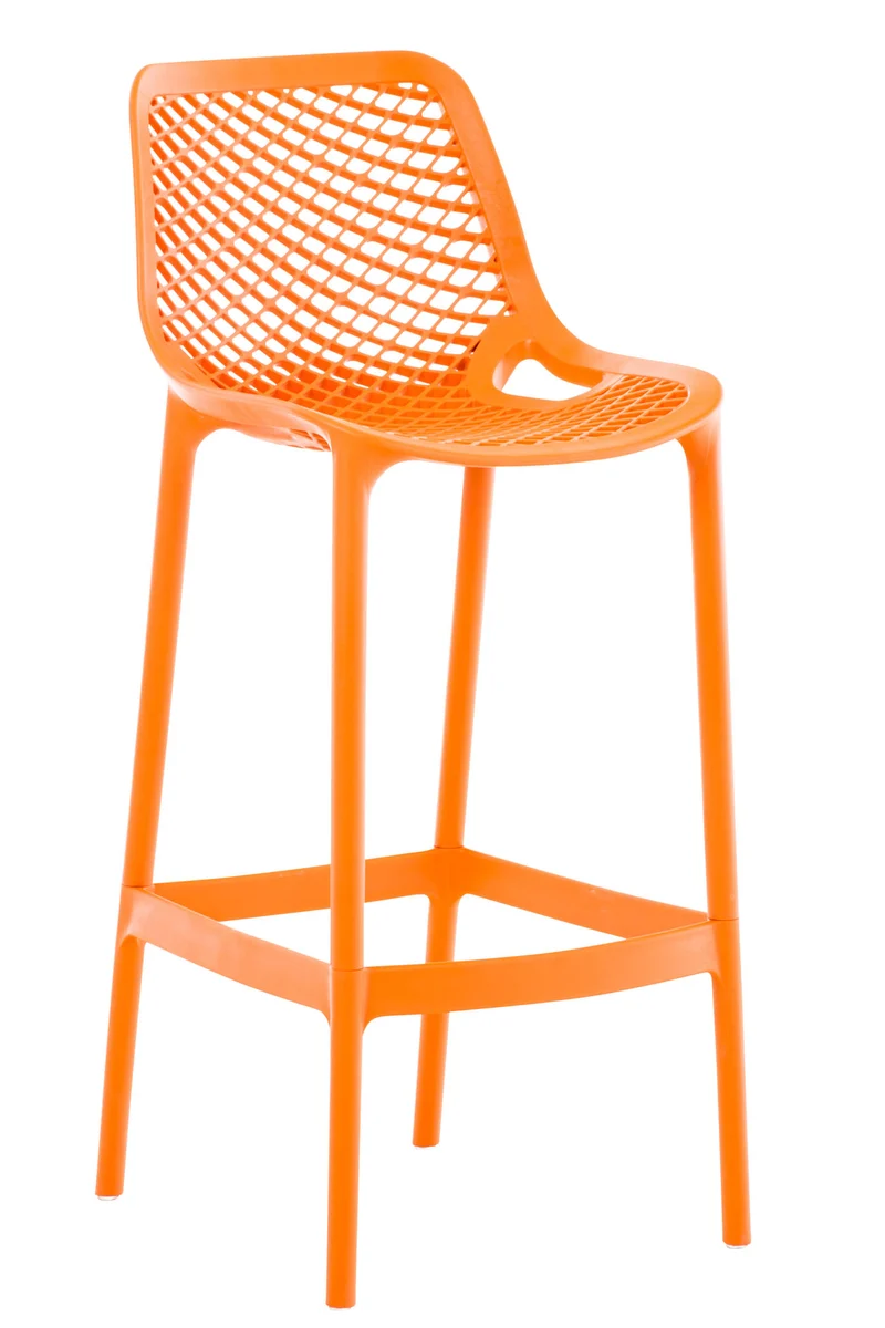 Tabouret de bar avec repose-pieds design moderne plastique orange intérieur ou extérieur 10_0000545