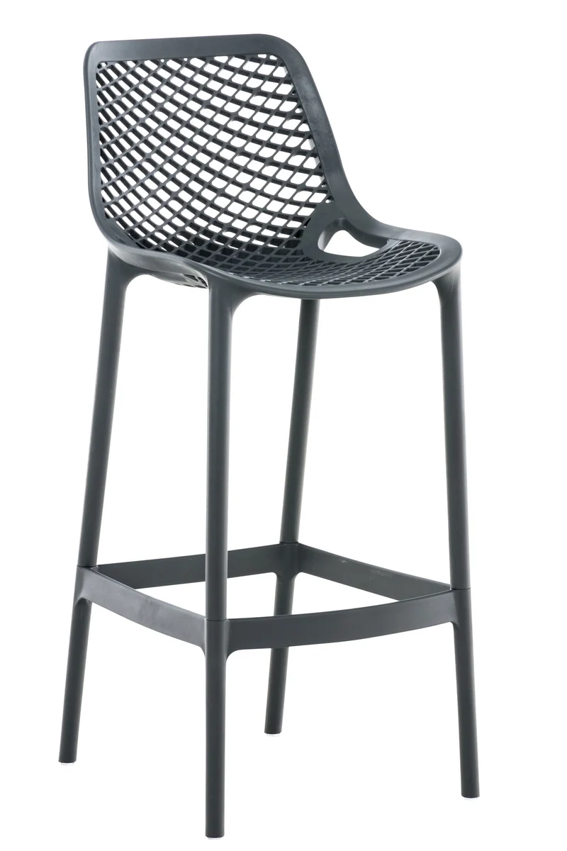 Tabouret de bar avec repose-pieds design moderne plastique gris foncé intérieur ou extérieur 10_0000038