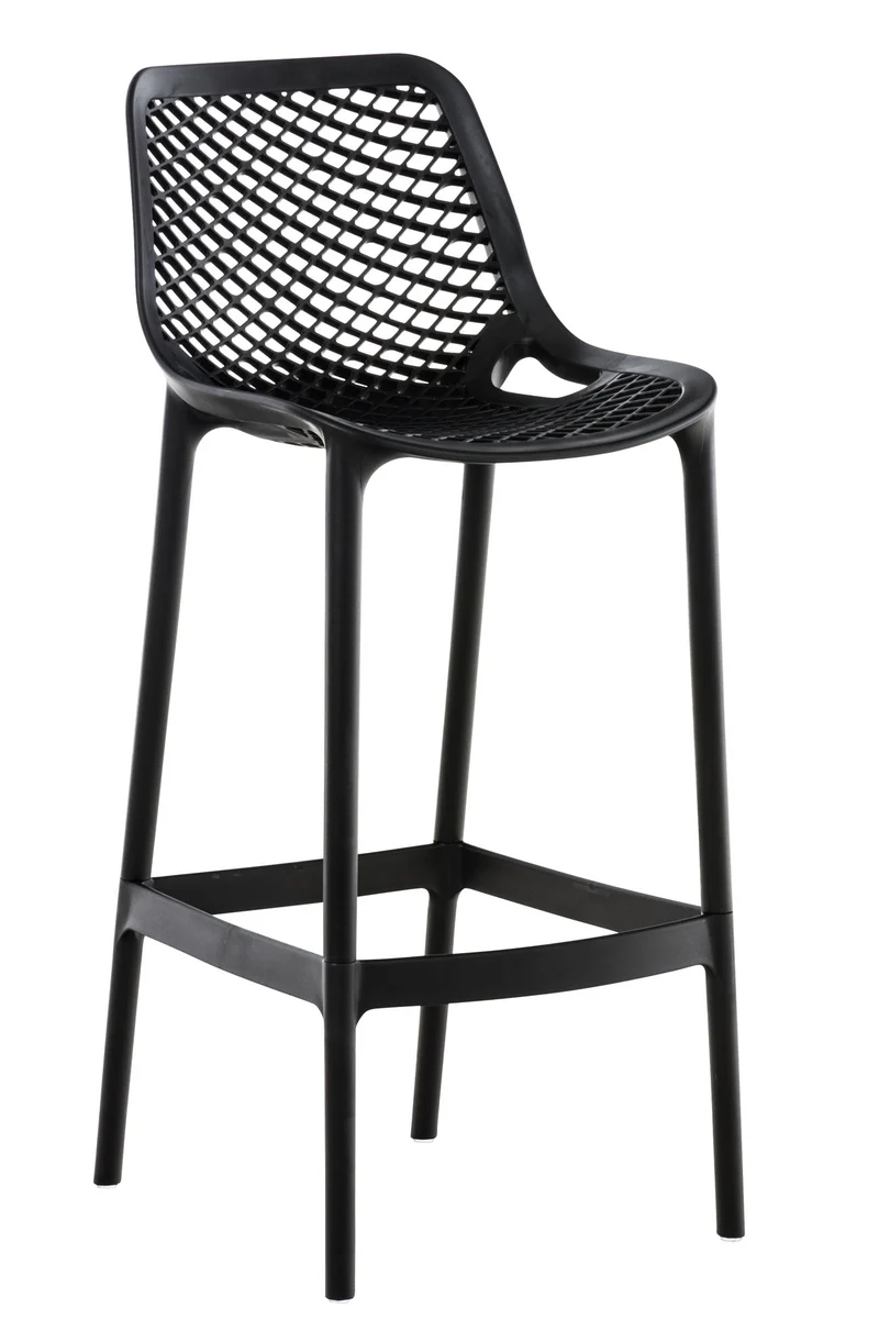 Tabouret de bar avec repose-pieds design moderne plastique noir intérieur ou extérieur 10_0000039