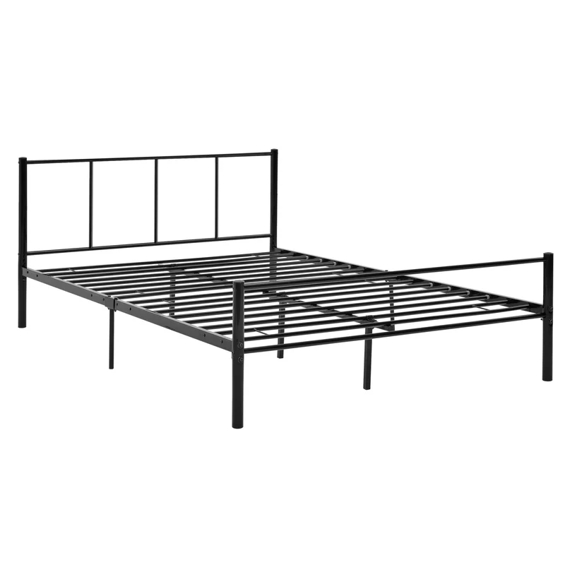 Lit pour adultes en métal avec lattes métalliques structure en acier noir 140 x 200 cm 03_0002693