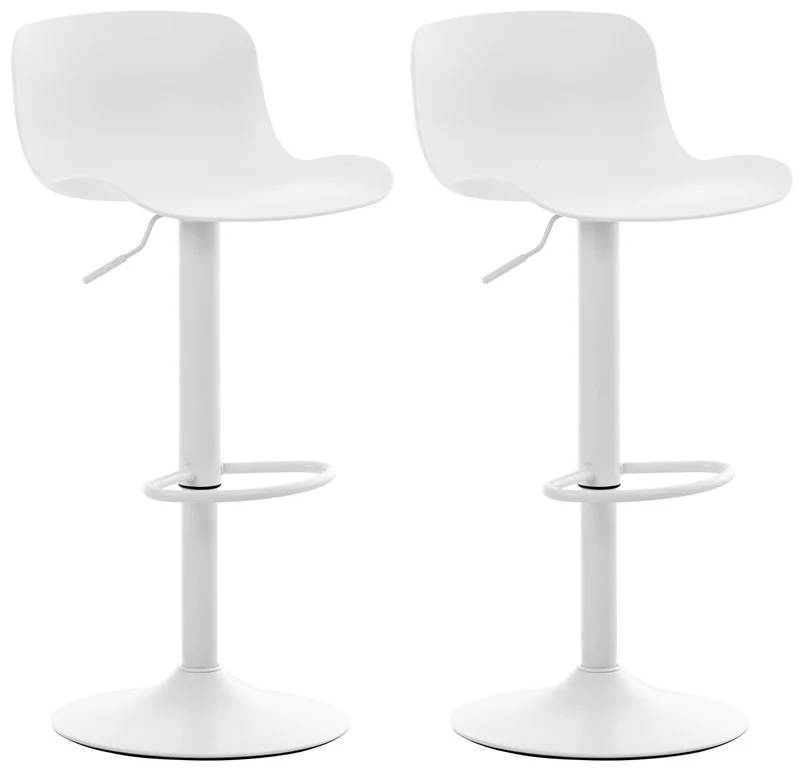 Lot de 2 tabourets de bar pivotant design contemporain polypropylen blanc 10_0001025