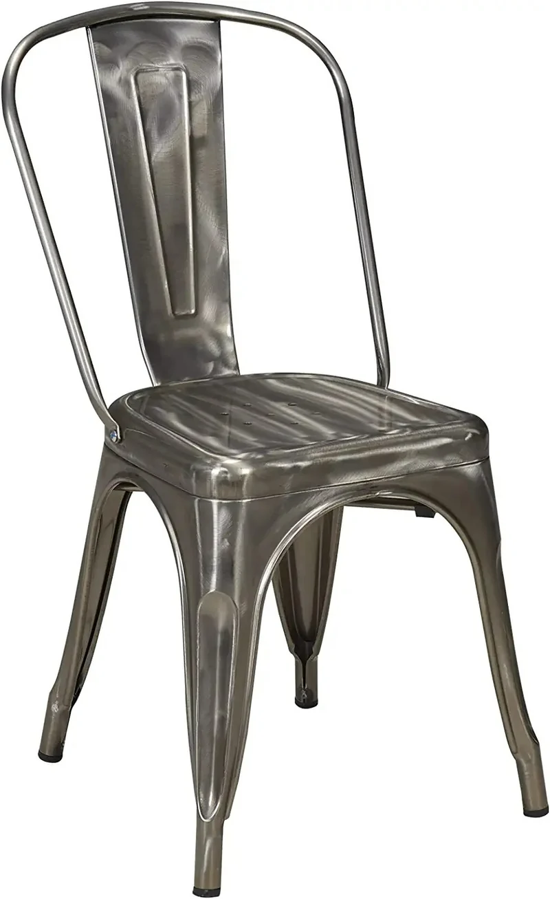 Chaise de salle à manger style industriel factory métallique gris CDS09311