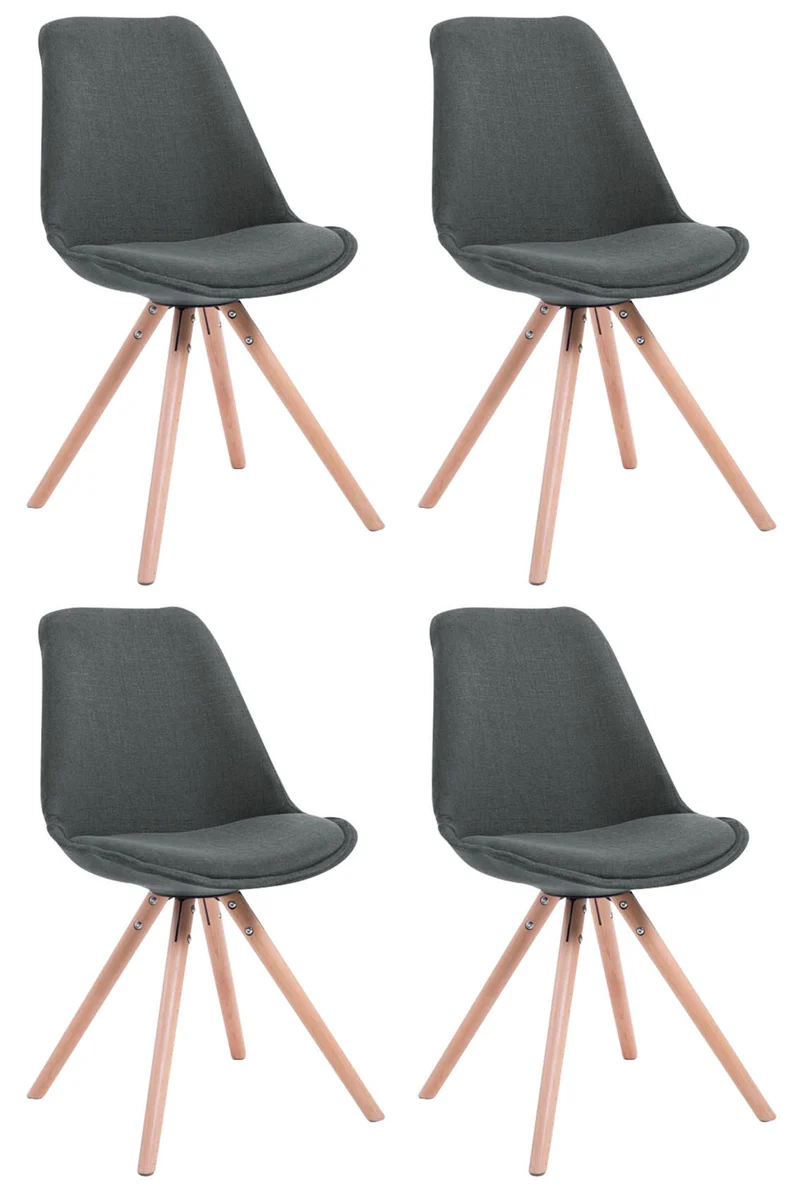 4 chaises de salle à manger style scandinave en tissu gris foncé pieds rond en bois clair CDS10348