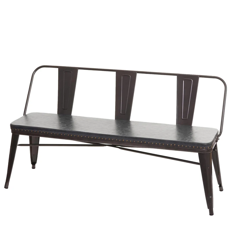 Banc 3 places banc de salle à manger cuir artificiel Chesterfield noir-gris 04_0000514