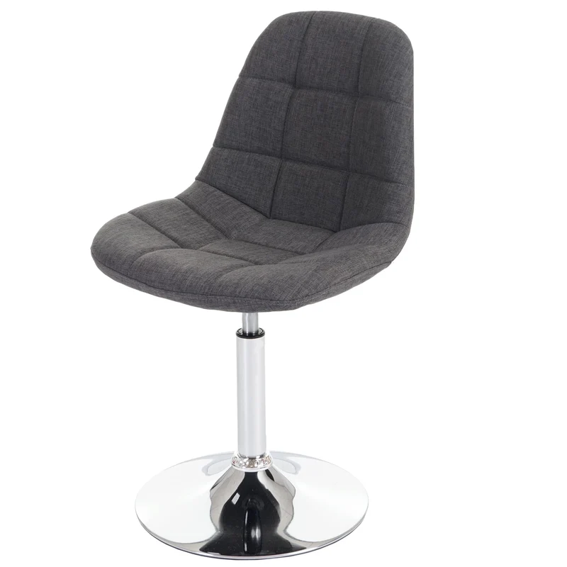 Chaise de salle à manger pivotante design rétro en tissu gris clair pieds chromé 04_0002194