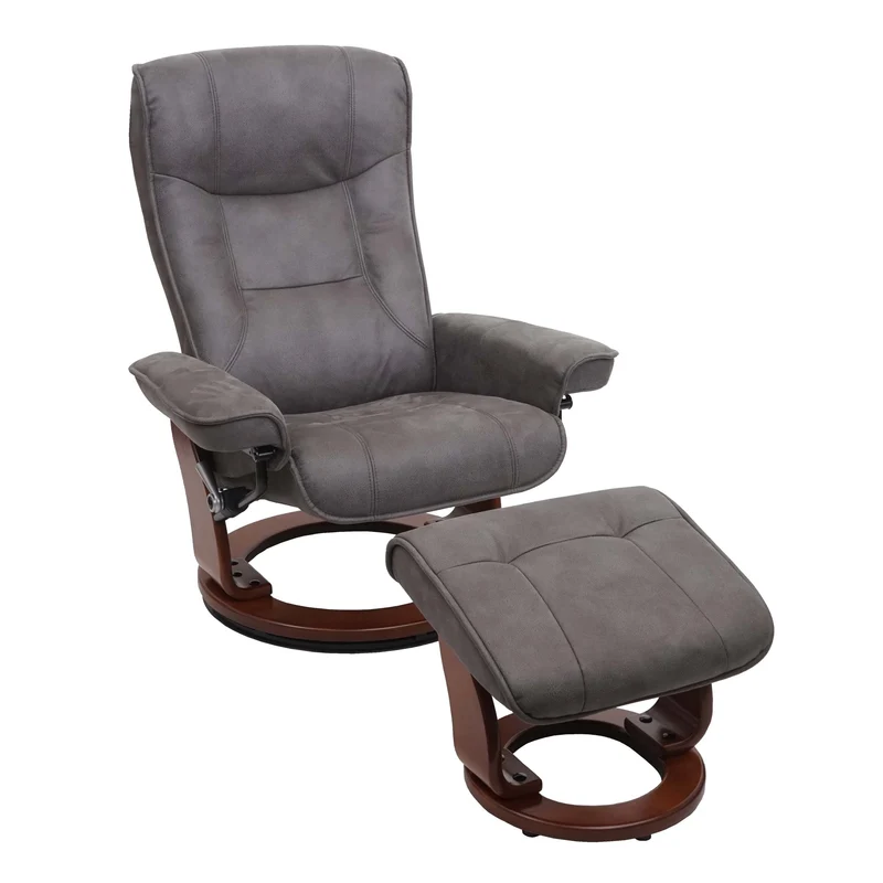 Fauteuil de relaxation TV avec repose-pieds en tissu capacité de charge 130 kg gris foncé couleur noyer 04_0003676