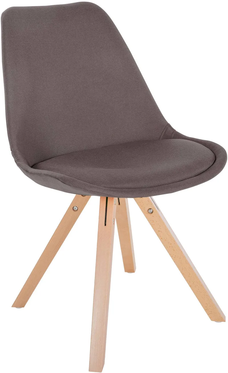 Chaise de salle à manger x1 style scandinave en tissu taupe pieds en bois clair 10_0001486