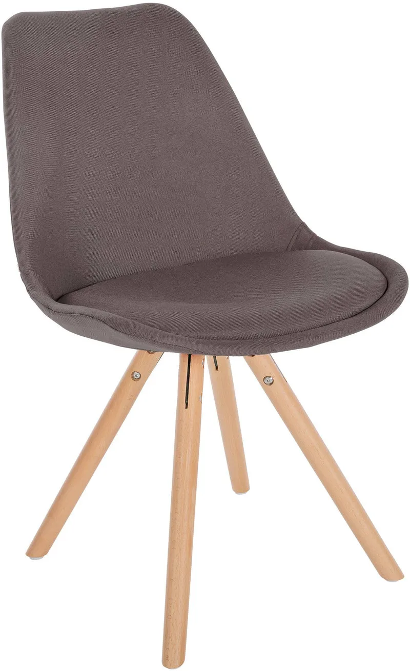 Chaise de salle à manger x1 style scandinave en tissu taupe pieds en bois clair 10_0001480