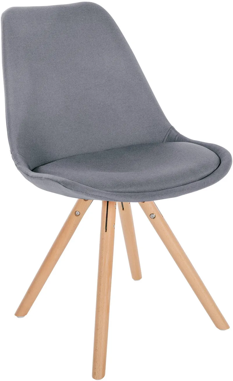 Chaise de salle à manger x1 style scandinave en tissu gris clair pieds en bois clair 10_0001479