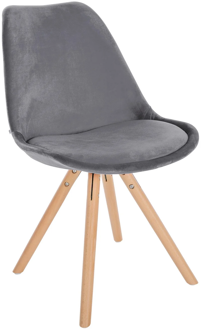 Chaise de salle à manger x1 style scandinave en velours gris pieds en bois clair 10_0001464
