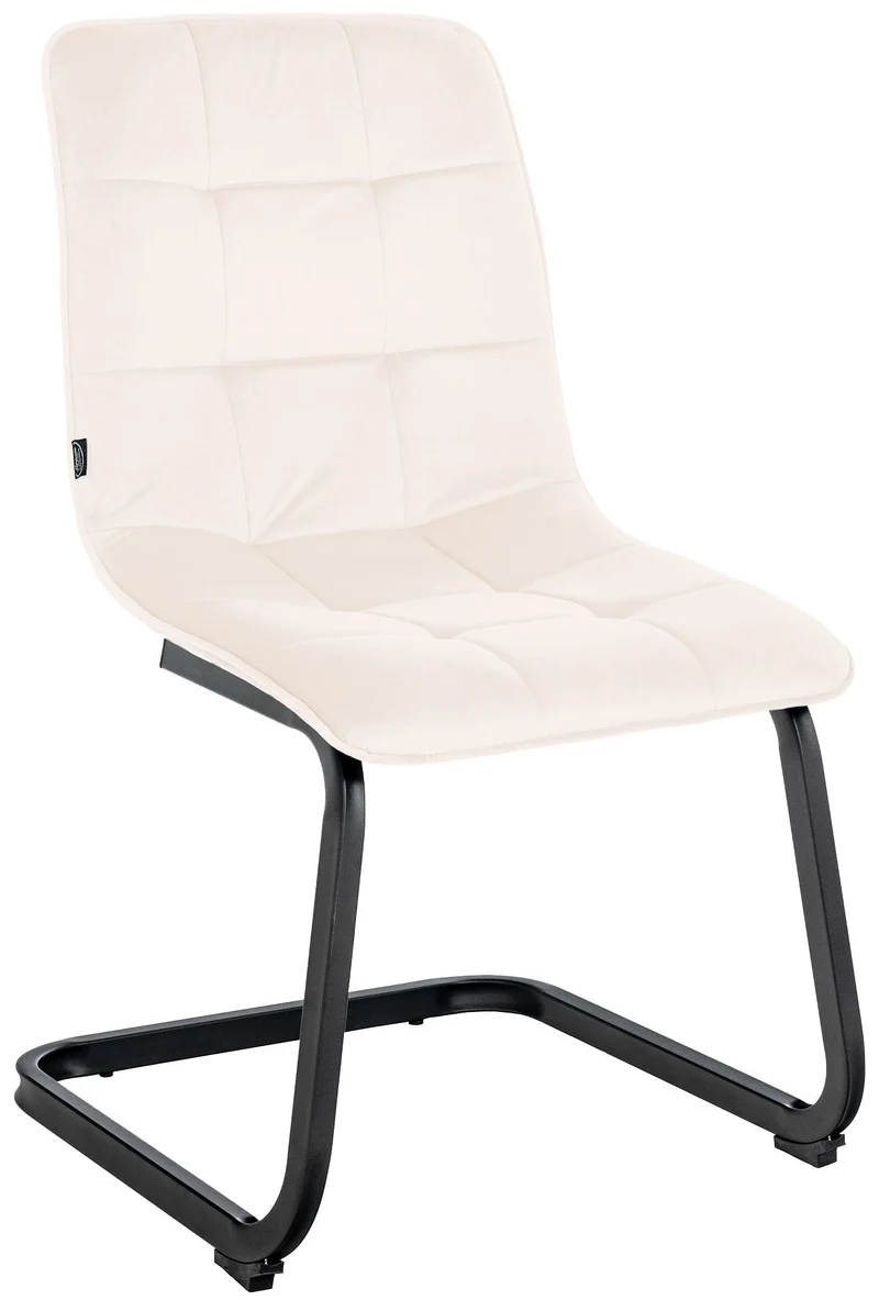 Chaise de salle à manger x1 housse en velours matelassé crème et cadre en métal noir CDS101150