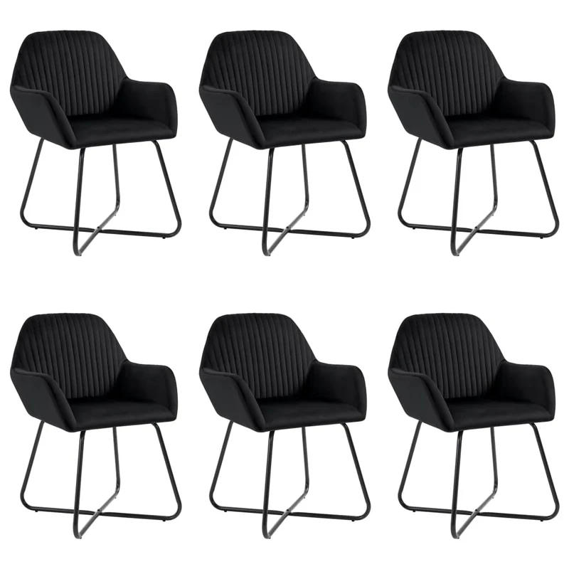 Lot de 6 chaises de salle à manger cuisine design moderne velours noir CDS022740