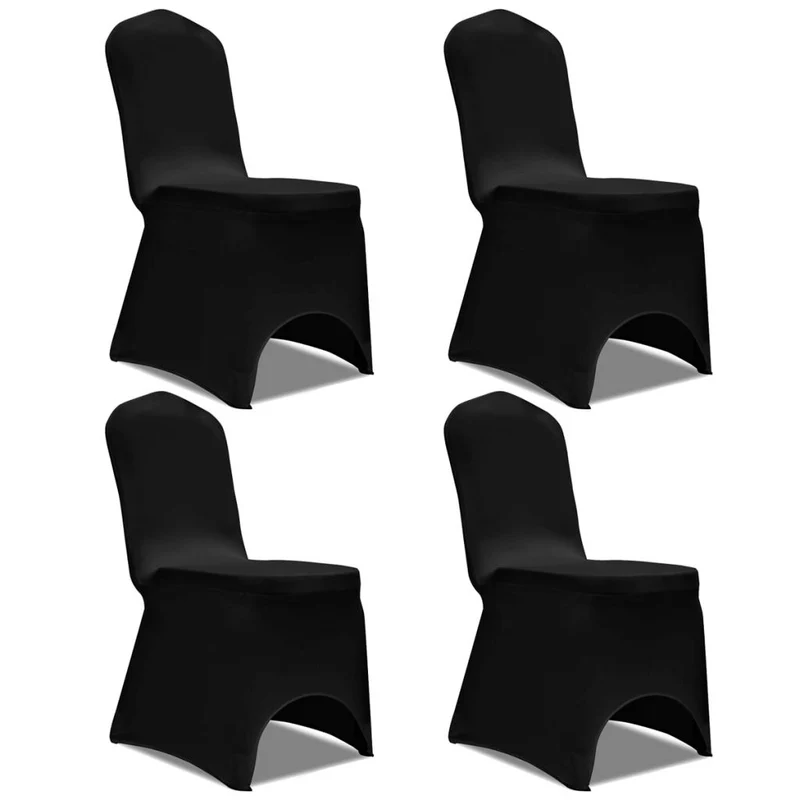 Housse de chaise extensible 4 pcs Noir DEC022358
