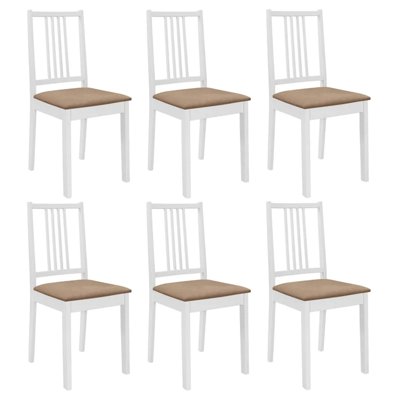Lot de 6 chaises de salle à manger cuisineà dîner avec coussins blanc bois solide CDS022953
