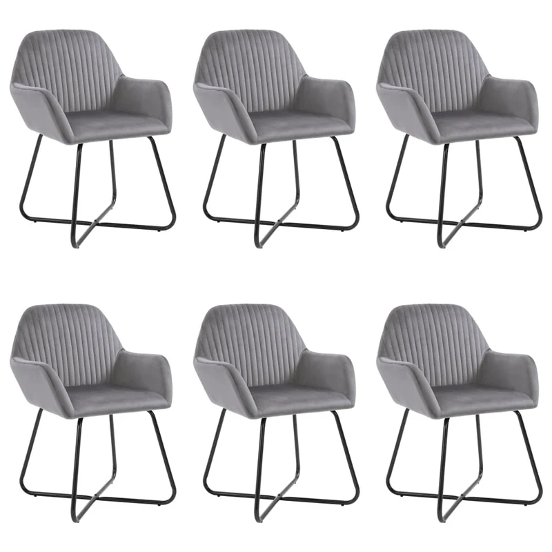 Lot de 6 chaises de salle à manger cuisine design moderne velours gris CDS022514