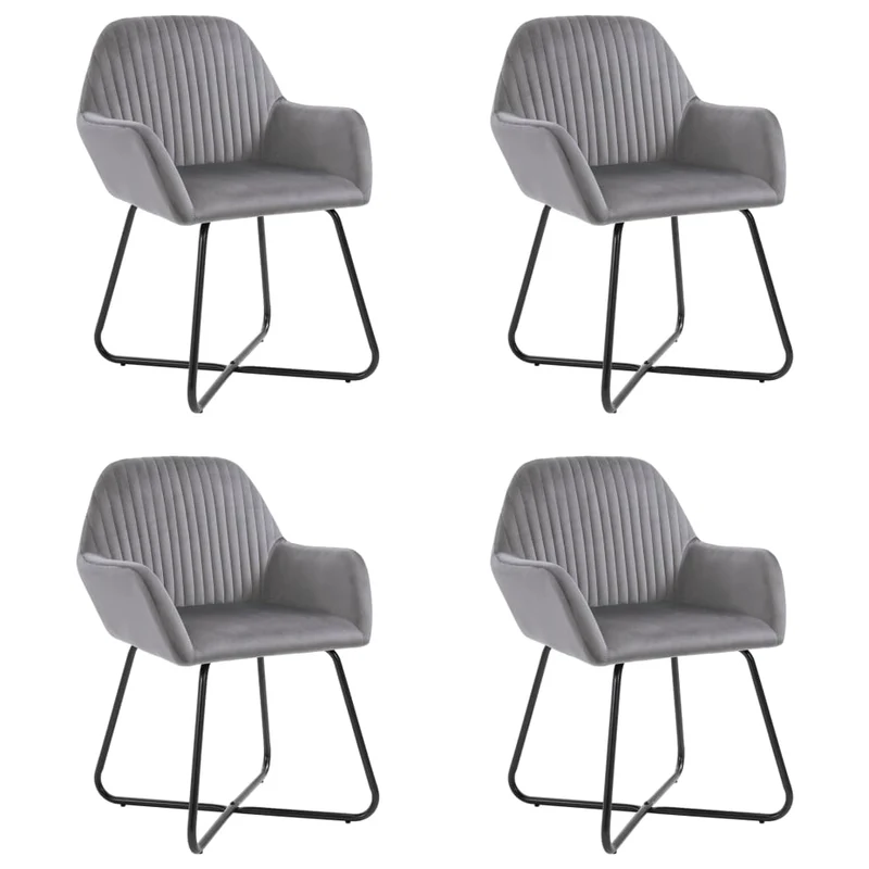 Lot de 4 chaises de salle à manger cuisine design moderne velours gris CDS021621