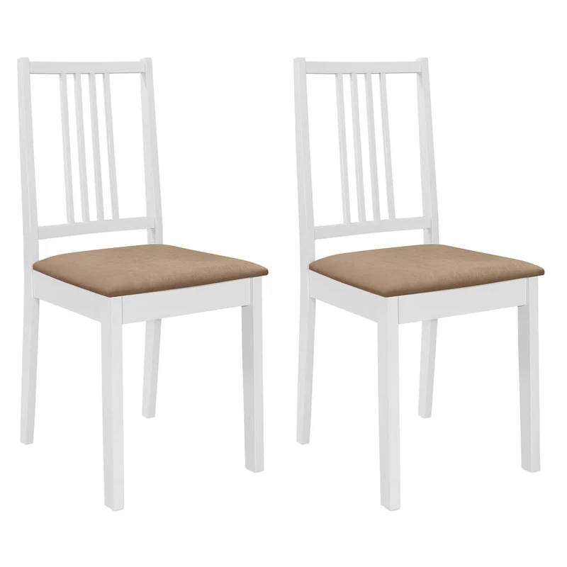 Lot de 2 chaises de salle à manger cuisineà dîner avec coussins blanc bois solide CDS021175