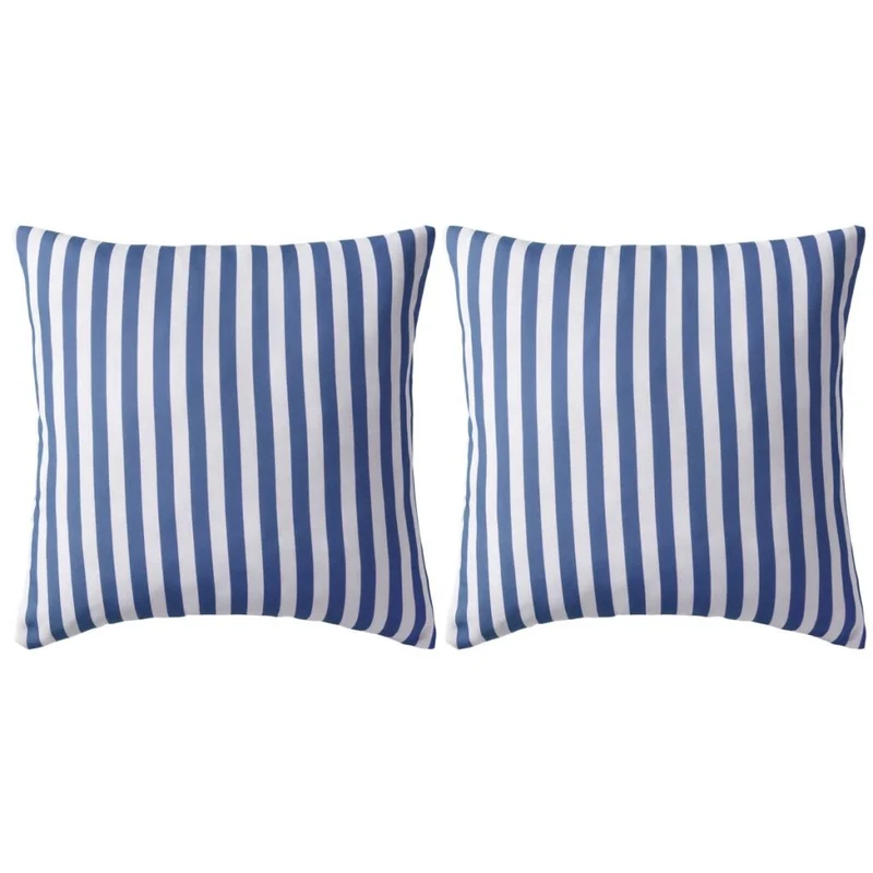 Lot de 2 coussins oreiller pour extérieur décoration jardin 45 x 45 cm rayure bleu DEC020106