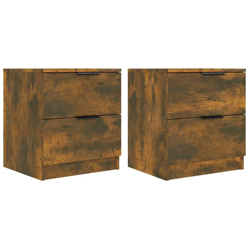 Lot de 2 tables de chevet avec deux tiroirs 45 x 39 x 50 cm en bois d'ingénierie marron DEC035151