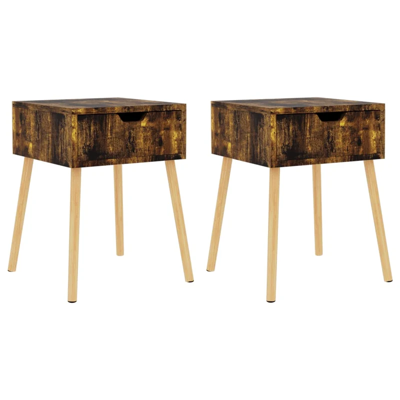 Lot de 2 tables de chevet avec tiroir 40 x 40 x 56 cm bois d'ingénierie marron DEC035126