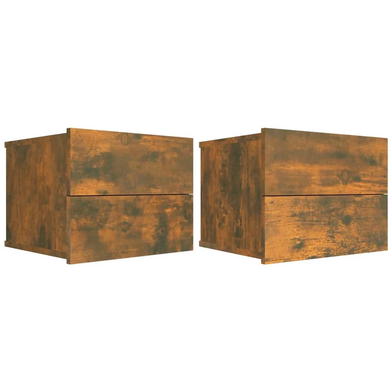 Lot de 2 tables de chevet avec tiroirs 40 x 30 x 30 cm bois d'ingénierie marron DEC035071