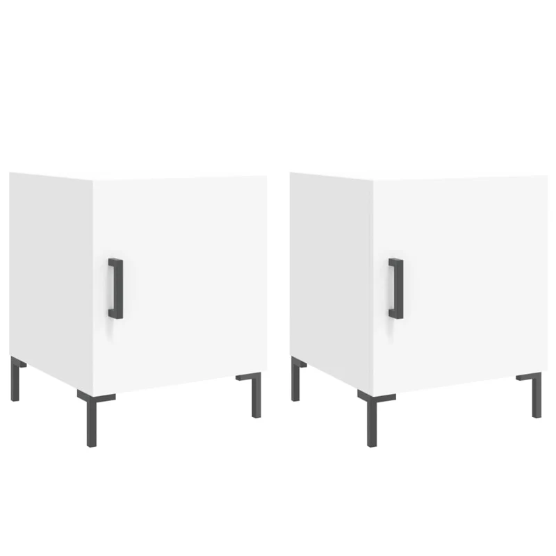 Lot de 2 tables de chevet avec compartiment avec porte 40 x 40 x 50 cm bois d’ingénierie blanc DEC034962
