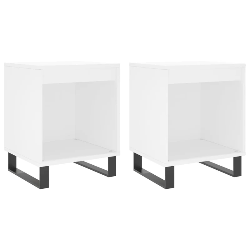 Lot de 2 tables de chevet avec compartiment ouvert 40 x 35 x 50 cm bois d’ingénierie blanc DEC034934