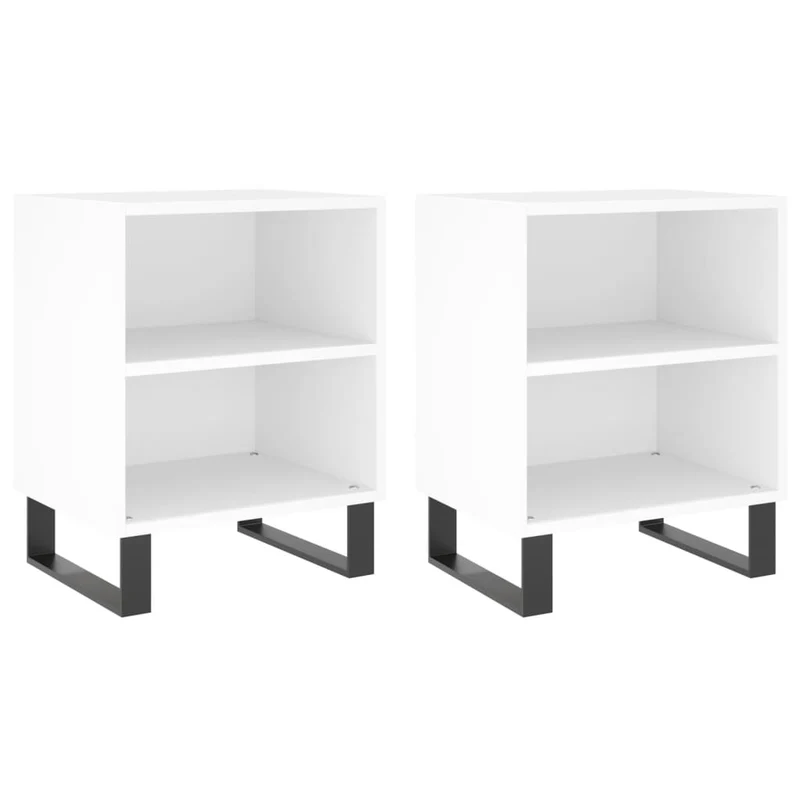 Lot de 2 tables de chevet avec compartiment ouvert 40 x 30 x 50 cm bois d'ingénierie blanc DEC034897