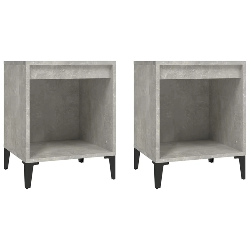 Lot de 2 tables de chevet avec compartiment ouvert 40 x 35 x 50 cm bois d'ingénierie gris DEC035362
