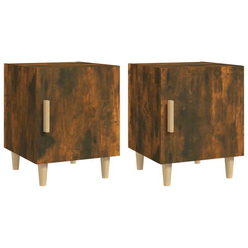 Lot de 2 tables de chevet avec compartiment avec porte 40 x 40 x 50 cm en bois d'ingénierie marron DEC035154