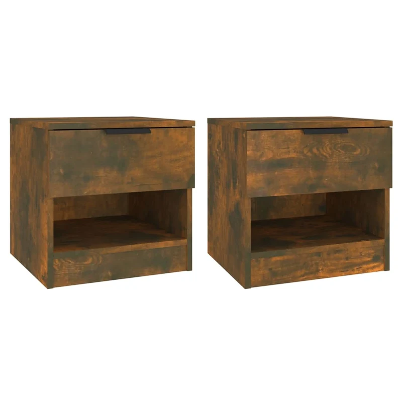 Lot de 2 tables de chevet avec tiroir et compartiment ouvert 40 x 39 x 40 cm en bois d'ingénierie marron DEC035149