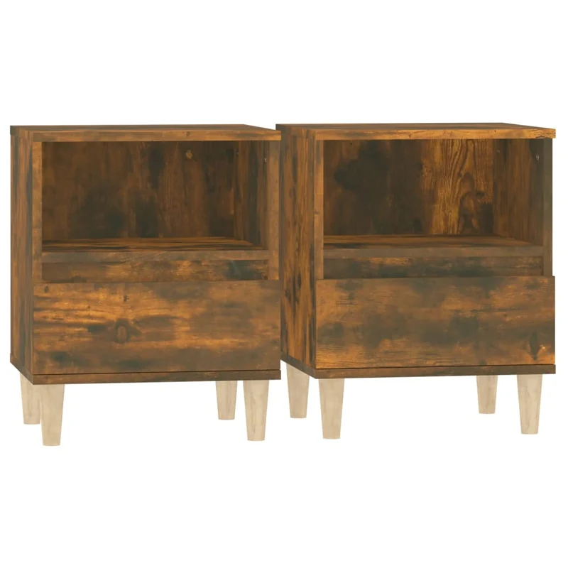 Lot de 2 tables de chevet avec tiroir et compartiment ouvert 40 x 35 x 50 cm bois d'ingénierie marron DEC035090