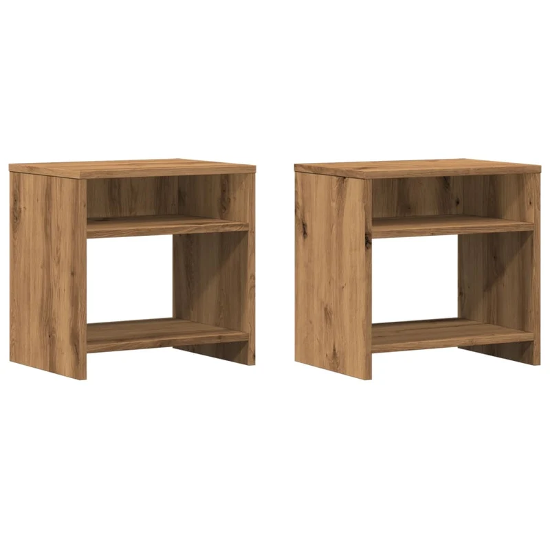Lot de 2 tables de chevet avec deux compartiments 40 x 30 x 40 cm en bois d'ingénierie couleur chêne DEC035055
