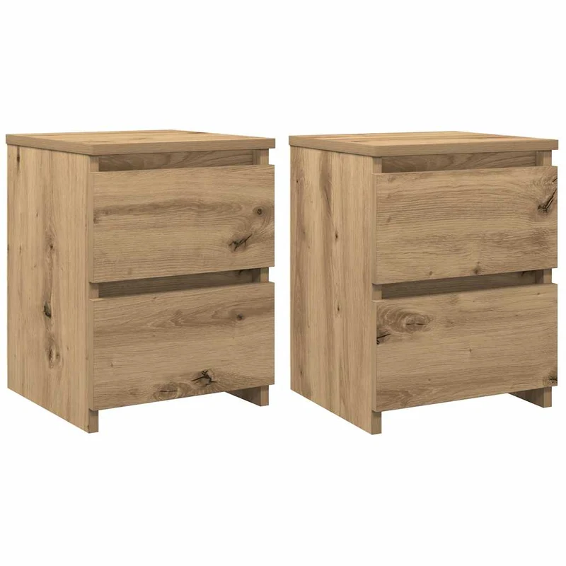 Lot de 2 tables de chevet avec deux tiroirs 30 x 30 x 40 cm en bois d'ingénierie couleur chêne DEC035053