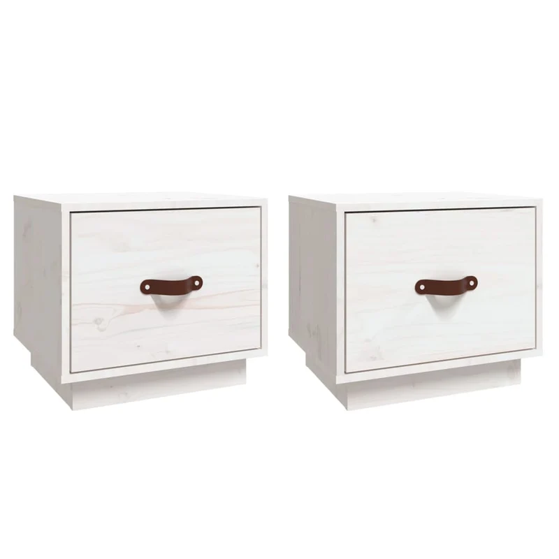Lot de 2 tables de chevet avec tiroir 40 x 34 x 35 cm bois de pin blanc DEC034904