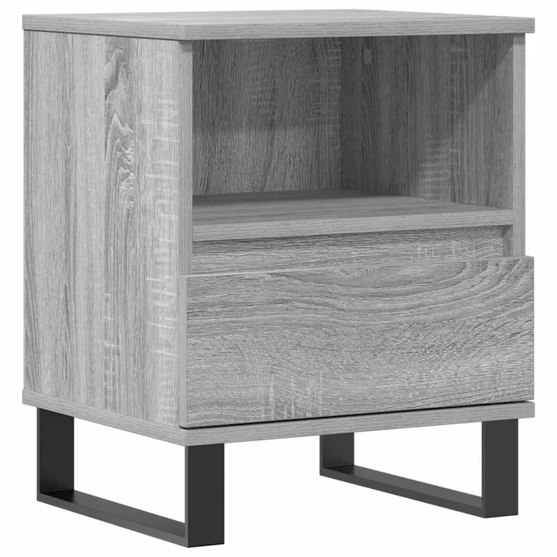 Table de chevet avec tiroir et compartiment 40 x 35 x 50 cm bois d’ingénierie gris DEC034625