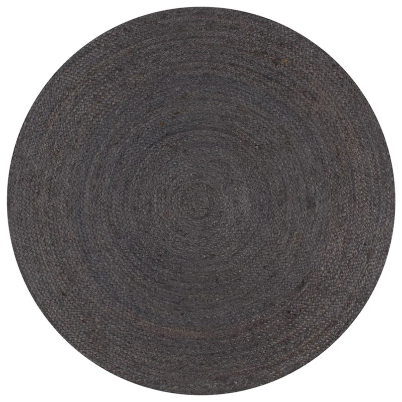 Tapis fait à la main Jute Rond 150 cm Gris foncé DEC023462