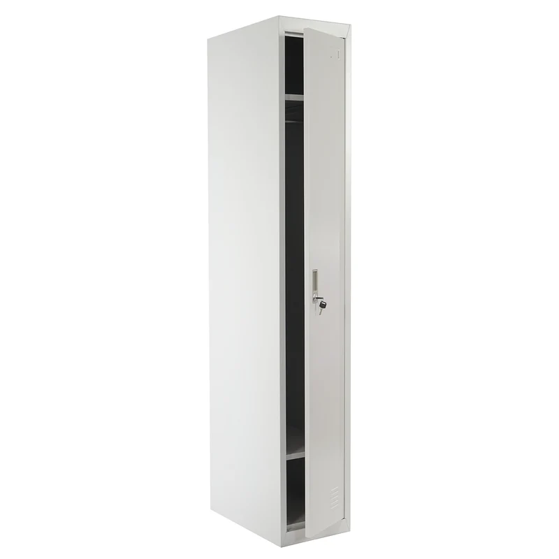 Casier armoire à vêtements avec tringle à vêtements et miroir 180 x 30 x 50 cm en métal gris 04_0006202