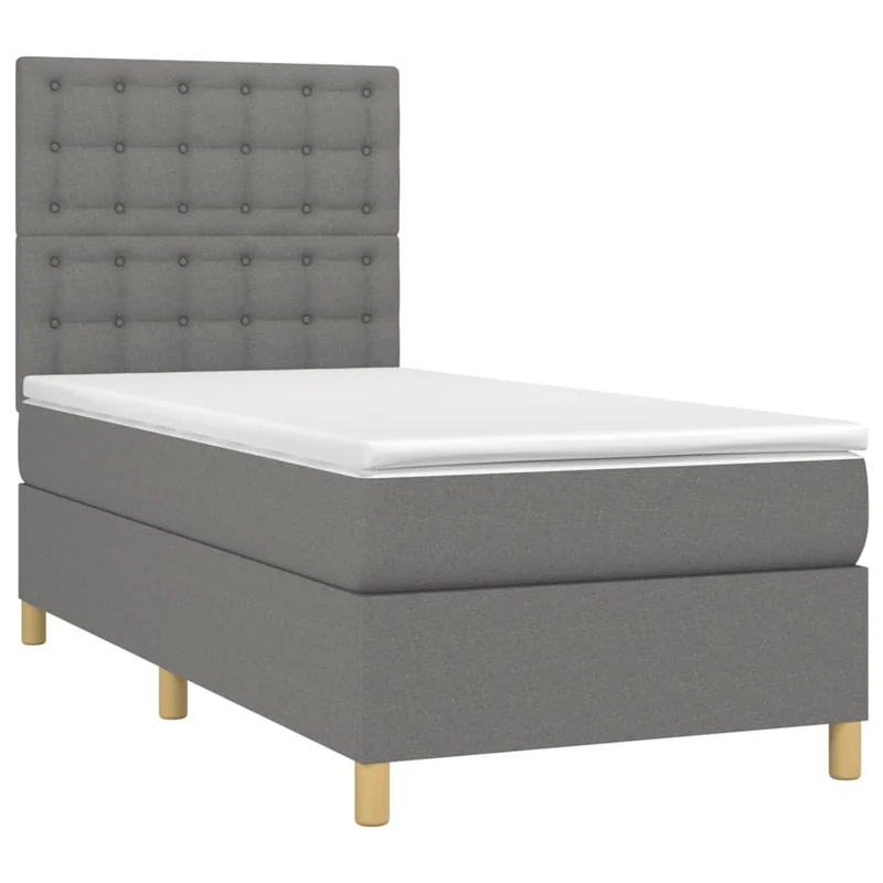 Cadre de lit LED avec sommier tête de lit matelas 100x200 cm tissu gris foncé TDL0208434