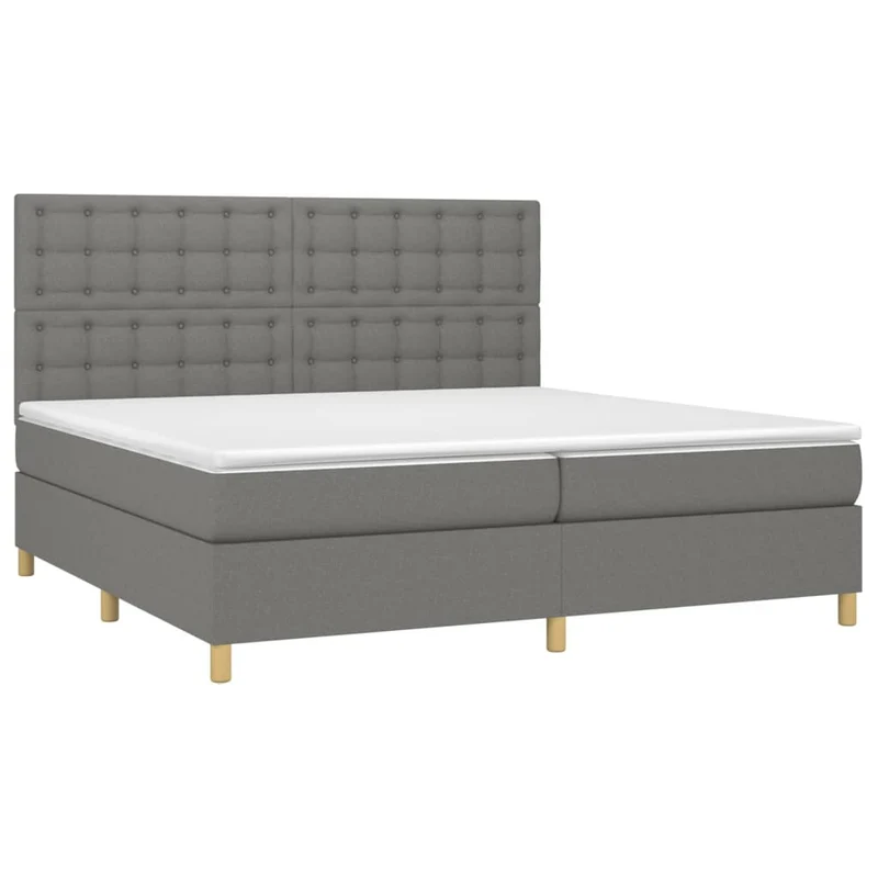 Cadre de lit LED avec sommier tête de lit matelas 200x200 cm tissu gris foncé TDL0208282