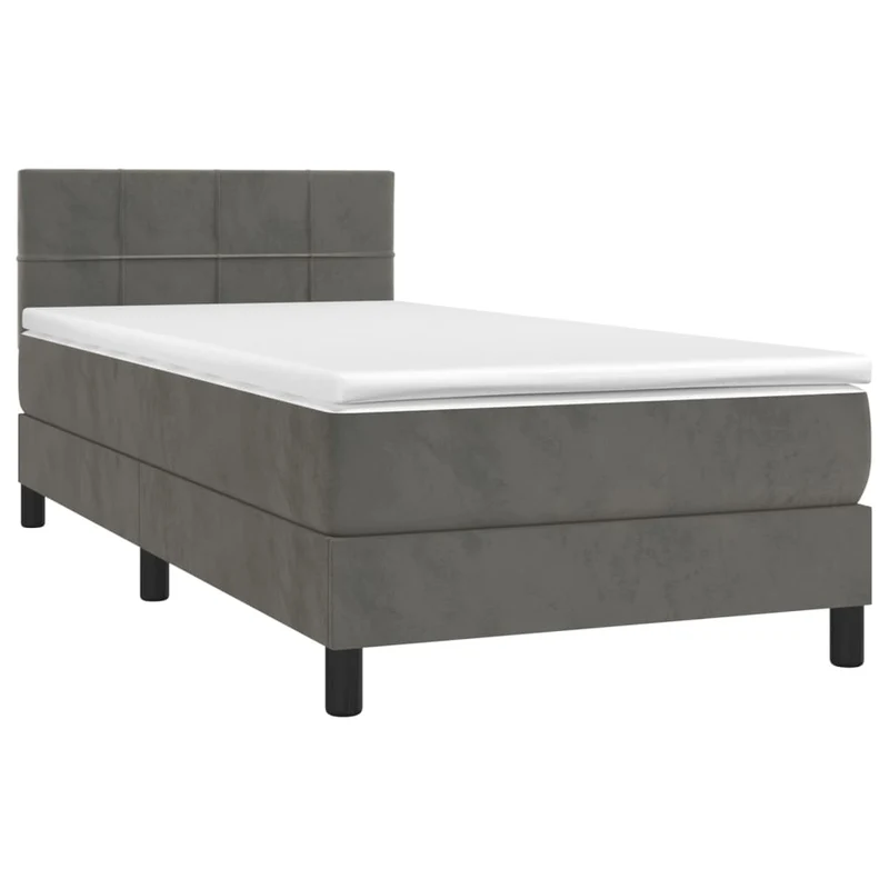 Cadre de lit LED avec sommier tête de lit matelas 80x200cm tissu velours gris foncé TDL0208269
