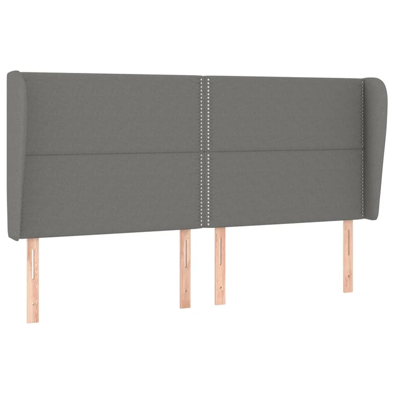 Tête de lit accessoire couchage chambre à coucher meuble avec rebord latéral 183 x 23 x 118/128 cm tissu gris foncé TDL0204960