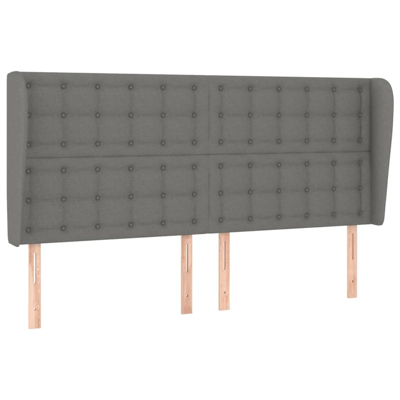 Tête de lit accessoire couchage chambre à coucher meuble avec rebord latéral 203 x 23 x 118/128 cm tissu gris foncé TDL0204932